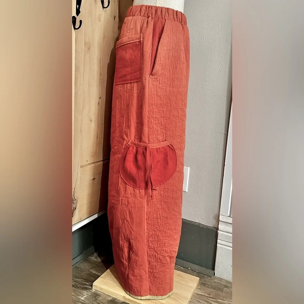 Handmade Quilted Boho Wide Leg Pants | Artisan Embroidered | Linen Revival Co - Picture 3 of 5